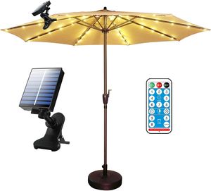 Luzes de acampamento de guarda-chuva solar 104LED com poste de luz de clipe ao ar livre luzes de guarda-chuva de pátio para deck de praia decoração de festa de jardim