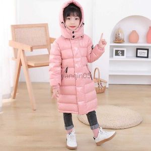 Down Coat Children's Down Jacket Winter Long Section Boys Girls Korean Thickened Baby Coat Wash-free Candy Color Hooded Outerwear 3-13 Yrs HKD230725