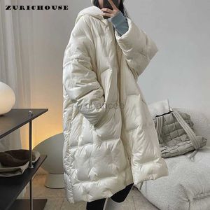 Women's Down Parkas Zurichouse Brand 2023 Överdimensionerad kvinnors vinterjacka Long Super Warm Hooded Windproof Parkas 90% White Duck Down Coat Woman HKD230725