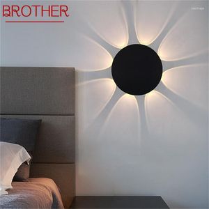 Luminária de parede BROTHER Black Sconces Luminárias redondas contemporâneas para decoração de sala de estar em casa