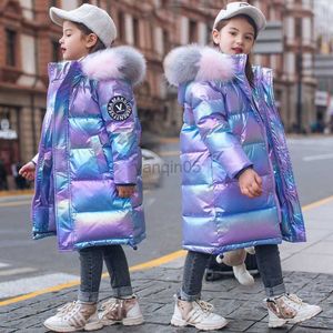 Giù per il cappotto giù per la giacca inverno per bambini in pelliccia con cappuccio al 90% con pala al palla calda per bambini con parco impermeabile spessa HKD230725