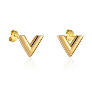 Jewelry for men designer earrings for woman hot V letter gold silver earrings women rose Stud couple Stainless steel jewelry gifts fashion gift