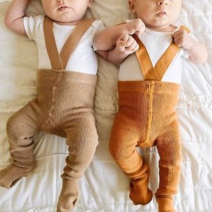 Kids Socks Wholesale Babys Cotton Suspender Pantyhose Infants Baby Girls Boys Cute Solid Color High Waist Bandage Overall Leggings Tights 230724