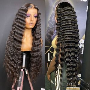 Cabelo humano virgem onda profunda Liso Full Lace Frontal Peruca Cabelo brasileiro Cabelo indiano Cabelo malaio Cabelo peruano Cabelo birmanês Cor natural