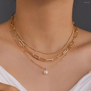 Chains Trendy Chain Necklace Golden Metal Accessories Pendant For Women Ladies Birthday Gift