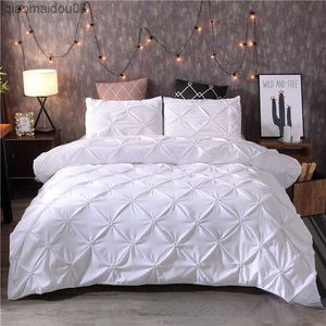 Lyxbäddsuppsättning Vit Euro -täcke med Case Twin Queen Double Nordic Bed Cover Set No Sheet King 3PCS 220x240 Hem