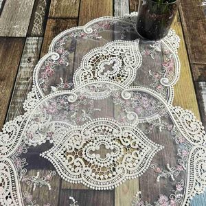 Table Mats 2Pcs Vintage Oval Lace Placemats Exquisite Flower Embroidered Doilies Vase Mat 12.2 X 16.9 Inch