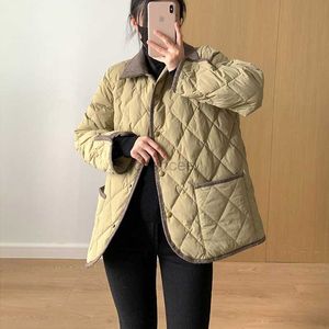 Jaqueta Feminina Down Parkas Patchwork Lã Moda Feminina Vintage Pequeno Perfumado Ultraleve Calor Branco Pato Down Winter Casaco Acolchoado HKD230725