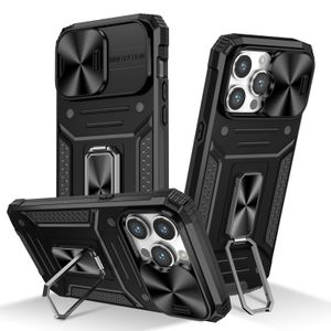 iPhone 14 Pro Max 13 12スライドカメラレンズ保護スタンド電話カバー用の衝撃プルーフハイブリッド磁気キックスタンドケース