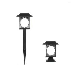 Decorações de jardim com luz solar recarregável ao ar livre decoração retrô poste frontal farol gramado cena à prova d'água noite