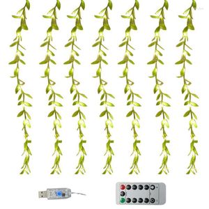 Dekorativa blommor vinstockar med lätt krans krans hängande lampa sagan natt hem födelsedag bröllop fest trädgård dekor falsk blad