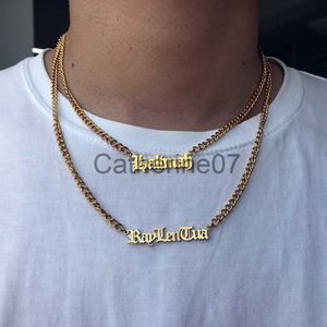 Pendant Necklaces Men 3MM Cuban Chain Custom Name Necklace Old English Name Necklace Ladies Hip Hop Necklace Accessories Custom Stainless Steel J230725