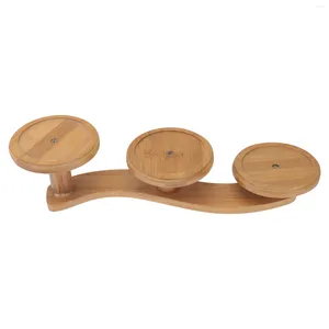 Set di stoviglie Porta patatine fritte Alzate per torte in legno Porta cupcake Posate in bambù Snack Piatto a 3 piani Piatto per sushi