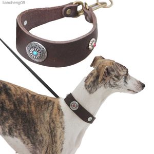 Coleira de couro para cachorro Coleira para cães de estimação Greyhound Whippet Corda para treinamento de cães de estimação com padrão de diamante L230620