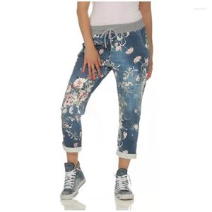 Jeans feminino moda para mulher 2023 estampa digital cintura elástica calças jeans designs personalizados senhoras casuais roupas de baixo S-XXL