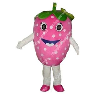 Adulte personnage mignon rose fraise mascotte Costume Halloween noël robe corps complet accessoires tenue mascotte Costume