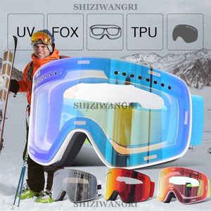 Gogle narciarskie snowboard gogle kobiety mężczyźni narciarstwo maska ​​okularów Ochrona śniegu okulary dla dorosłych podwójne sferyczne lustrzane lustrzane hkd230725