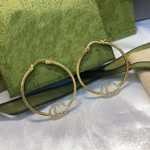 Orecchini a cerchio Orecchini a forma di lettera con diamanti in ottone Designer per le donne Moda Splendido marchio di lusso Celebrità Stesso stile Orecchino Top gioielli con scatola CGUE4 --06