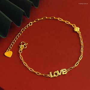Charm-Armbänder, Liebesbrief-Armband, Glücksklee-Armband, 24 Karat vergoldet, Modeschmuck, Liebhaber, Freund, Tochter, Frau, Geschenk