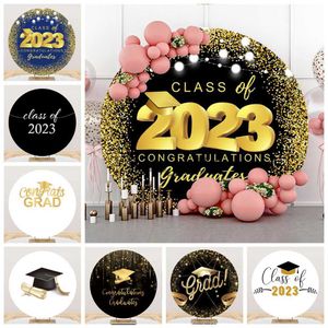 Background Material Congratulations on the 2023 Round Background Graduate Student's Gold Shining Bachelor's Hat Decoration Elastic Photography Background x0724