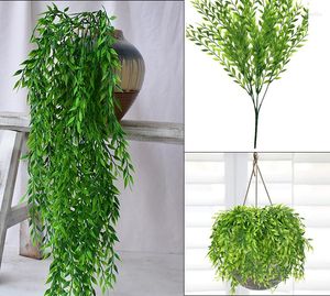 Decorative Flowers Artificial Wicker Willow Plant Rattan Wall Hanging Vine Home Garden Decoration Wedding Party DIY Fake Wreath Leaves Ivy