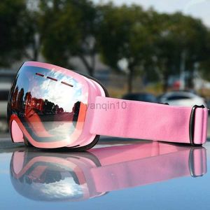 Kayak Goggles Glasses Anti-Fog UV Rüzgar Geçirmez Kadınlar Erkekler Çift Lens Kayak Maskesi Aksesorlar Gözlük Pembe Büyük Kar HKD230725