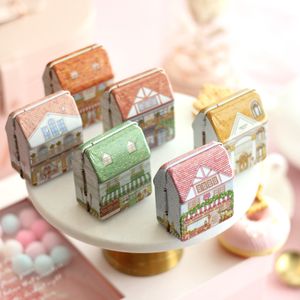 Mini Vintage House Tinplate Shape Storage Tin Box myntväska smycken Lovely Print Girls 6Design Mix Pack 210309