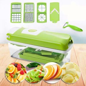 Rastrelliere Tagliaverdure Multifunzione Affettatrice di Frutta Grattugia Trituratori Cestello di Scarico Affettatrici Cucina 12 in 1 Gadget Accessori da Cucina