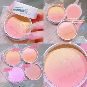 Blush Grapefruit Shimmer Powder Palette Face High Gloss Gradient Orange Cheek Rouge Makeup Brighten Highlight With Puff 230725