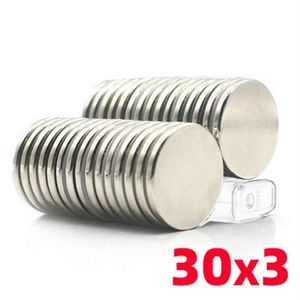 Hooks Rails 30x3 Round NDFEB Neodymium Magnet N35 Super kraftfulla Small Imanes Permanent Magnetic Disc Strong Block Adhesive Tape237f