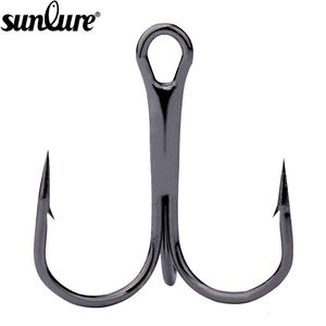 Angelhaken 500 Stück FishHook SUNLURE Drillinge Drillinge aus Kohlenstoffstahl Angelgerät rund gebogene Drillinge Salzwasserbarsch 3/0#-10# 230725