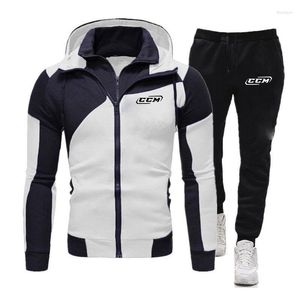 Men's Tracksuits CCM 2023 Spring And Autumn Hight Quality Diagonal Zipper Design Fashion Hoodies Sporting Casual Pants Suits Clothing