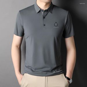 Herren-Polohemden, hochwertiges, leichtes Luxus-Sommer-Poloshirt in reiner Farbe, Revers-Baumwolle, Slim-Fit, Business-Casual-Büro-Poloshirt, perfekt passend