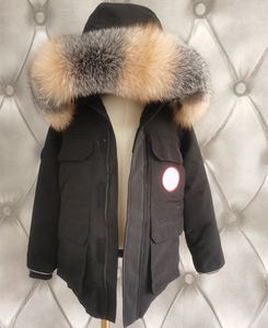 Kids Girls Boys Fashion Cober Coats Windproof Expedition Fashion Goose Down Snow Coats Silver Fox Fur 후드 다운 코트 디자이너 어린이 주니어 옷