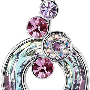 Gemmance Round Bubble Necklace Is Made of Crystal Rainbow Stone Silver or Rose Gold Plating 45 72 Cm 5 72 Chain314h