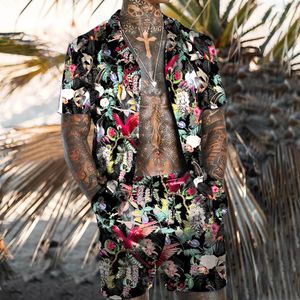 Herren Trainingsanzüge Hawaiian Print Set Kurzarm Shorts Sommer Freizeit Blumenhemd Strand Zweiteiler 2023 Mode 230725