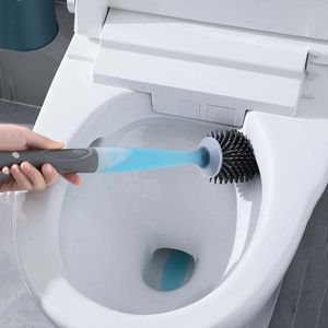 Toilet Brushes Holders Silicone Brush For WC Accessories Add Detergent WallMounted Cleaning Tools Home Bathroom Sets 230726