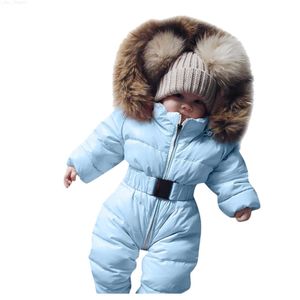 Zestawy odzieży Zestawy odzieży zimowe niemowlę niemowlę snowsuit chłopiec dziewczyna romper kurtka z kapturem kombinezon ostrzegawczy L230625 Z230726