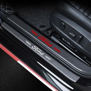 Araba Kapısı Eşik Koruma Koruyucu Çıkartma Ford C-Max Ecosport Edge Explorer Focus için Karbon Fiber Desen Amblem Çıkartma Mond238V