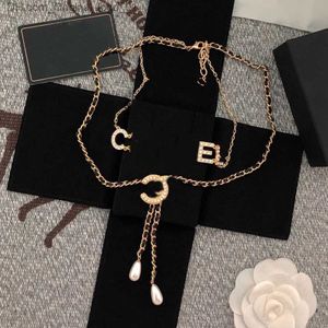 Pendant Necklaces Womens Designer Necklace Choker Brass Copper 18K Gold Plated C-Letter Necklaces Pendant Double Layer Long Statement Z230727