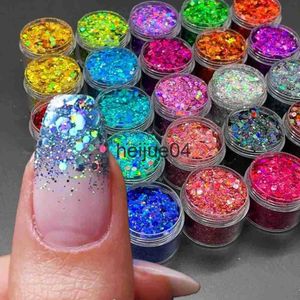 Nail Glitter 24colors Nail Art Decorations Powders Set 3D Glitter Holographic Round Hexagon Design Nail Sequins DIY Nail Accessories Supplies x0725