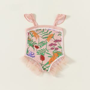 ملابس الأطفال قطعة واحدة من ملابس السباحة مع الدانتيل للفتيات السباحة بيكينيس بيكينيز متعددة الأنماط