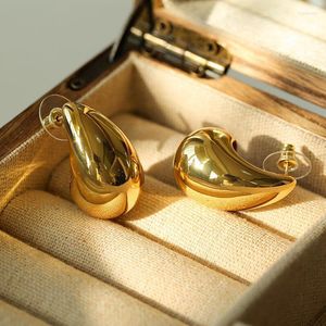 Studörhängen Fashion Gold Plated Chunky Dome Water Drop för kvinnor MS Glossy Tjock Teardrop Earring Girls Metal Jewelry