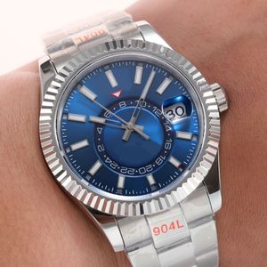 Skywalker mens Assista Relógio Automático Relógio 42mm Assista Air Dupla Rotação Função Data Azul Dial 904L Caixa de Aço Inoxidável Relógio DHgates Assista relojes relógio