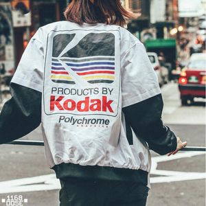 Giacche da uomo Giubbotto bomber hip-hop Harajuku Uomo Donna Retro Streetwear Kodak Stampa Coppia Baseball Corrispondenza colori Taglie forti