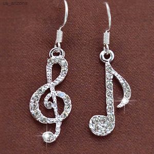 1 Pair Stylish Summer Music Note Drop Earrings Crystal Dangle Earrings Fashion Jewelry Women Accessories Gift L230620