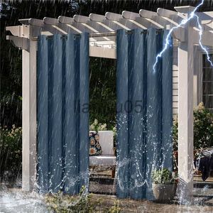 Curtain 1Piece Garden Patio Eyelet Ring Top Curtains Sun Blocking Waterproof Thermal Insulated Blackout Privacy Garden Outdoor Summer L231030