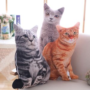 Travesseiros de pelúcia almofadas 1 peça 50 cm simulação 3d gato pelúcia recheado travesseiro macio bonito realista cão sofá quarto almofada crianças brinquedos decoração para casa presentes 230725