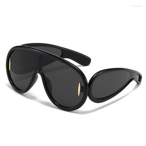 Sunglasses Cool Square Ins Europe And The United States Internet Celebrities With One-piece Big-frame Toad Glasses Hip-hop S