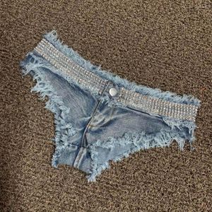 Kvinnors shorts Sexig ultra kort denim jeans låg midja cowboy poldans